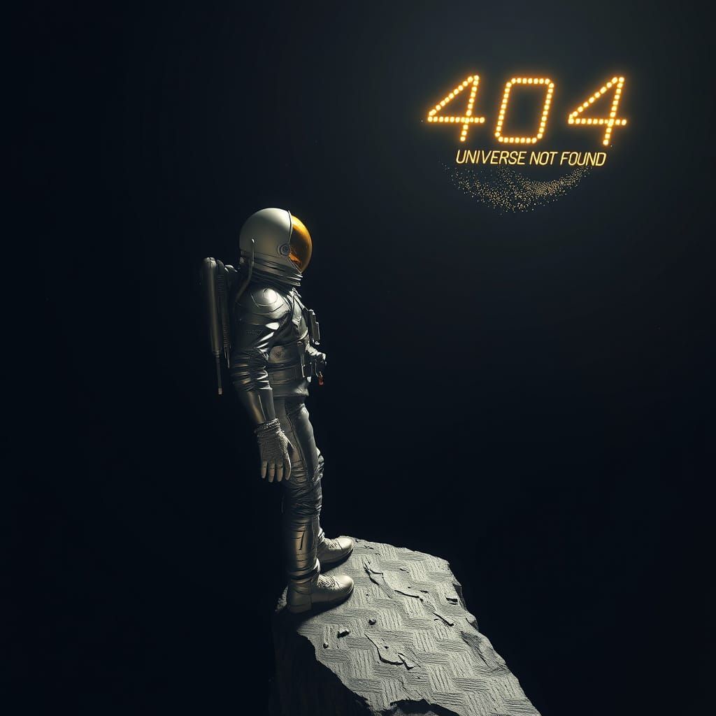 Infinity's Edge: Lone Astronaut in a Futuristic Void