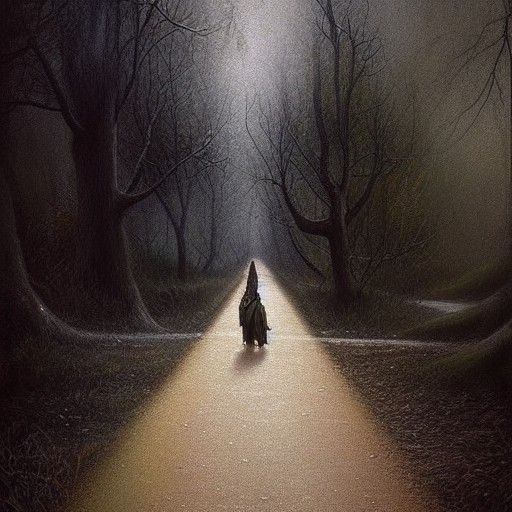 Lonely Road: Detailed Photorealistic Fantasy Art