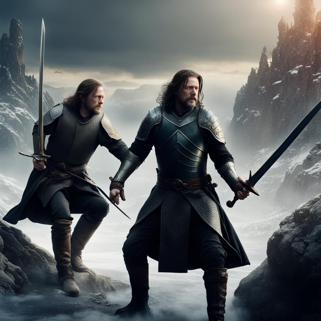 Ned Stark and Aragorn Sword Fight: Fantasy Concept Art