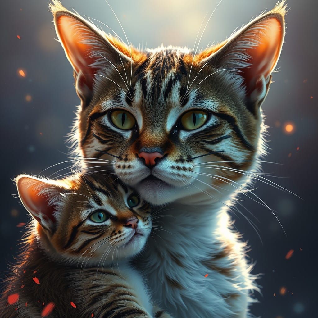 Dynamic Cat Portrait in Triadic Colors