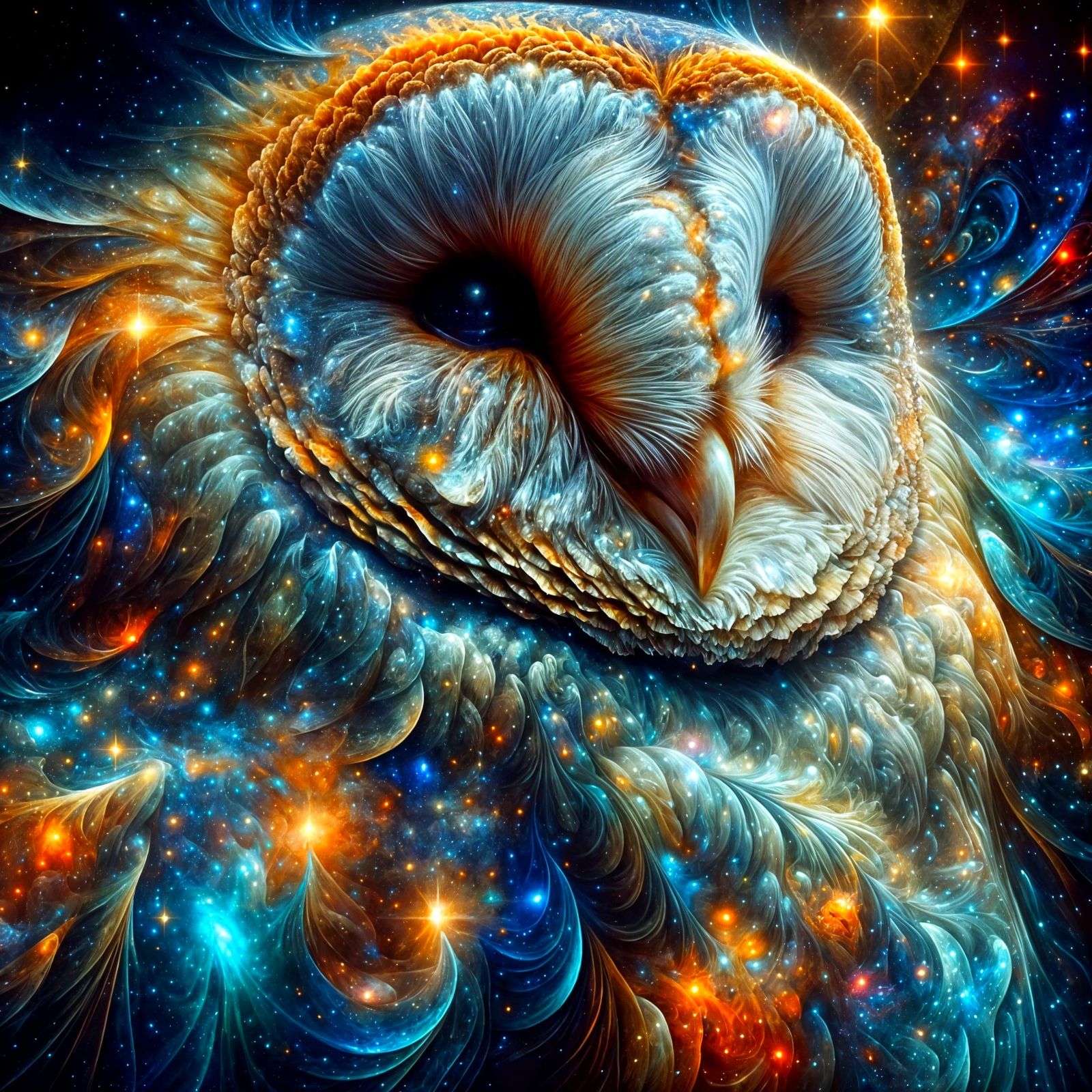 Cosmic Owl Rises from Celestial Realms