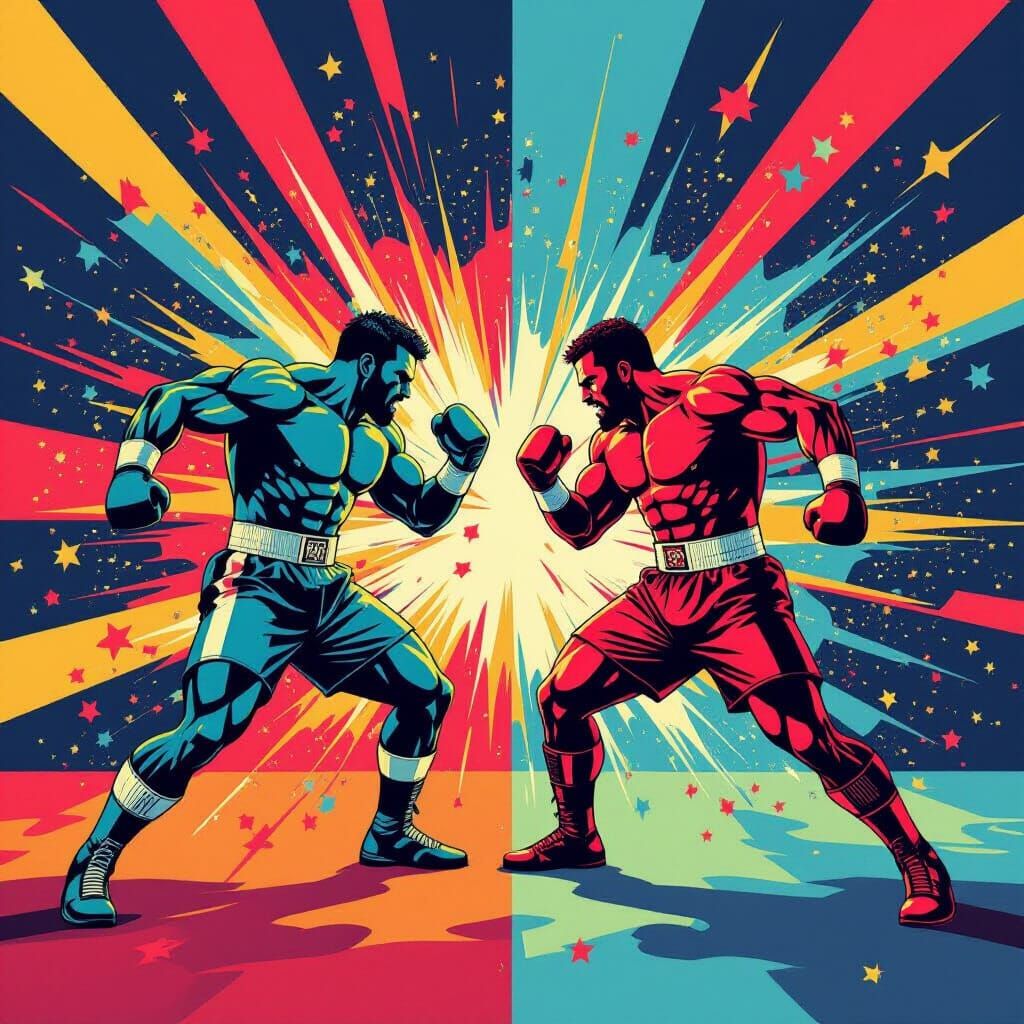 Vibrant Energy Fighters Clash in Pop Art Style