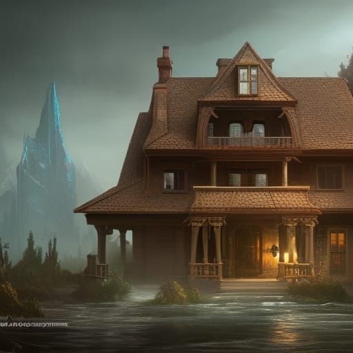 Detailed Matte Painting of a Suburban House