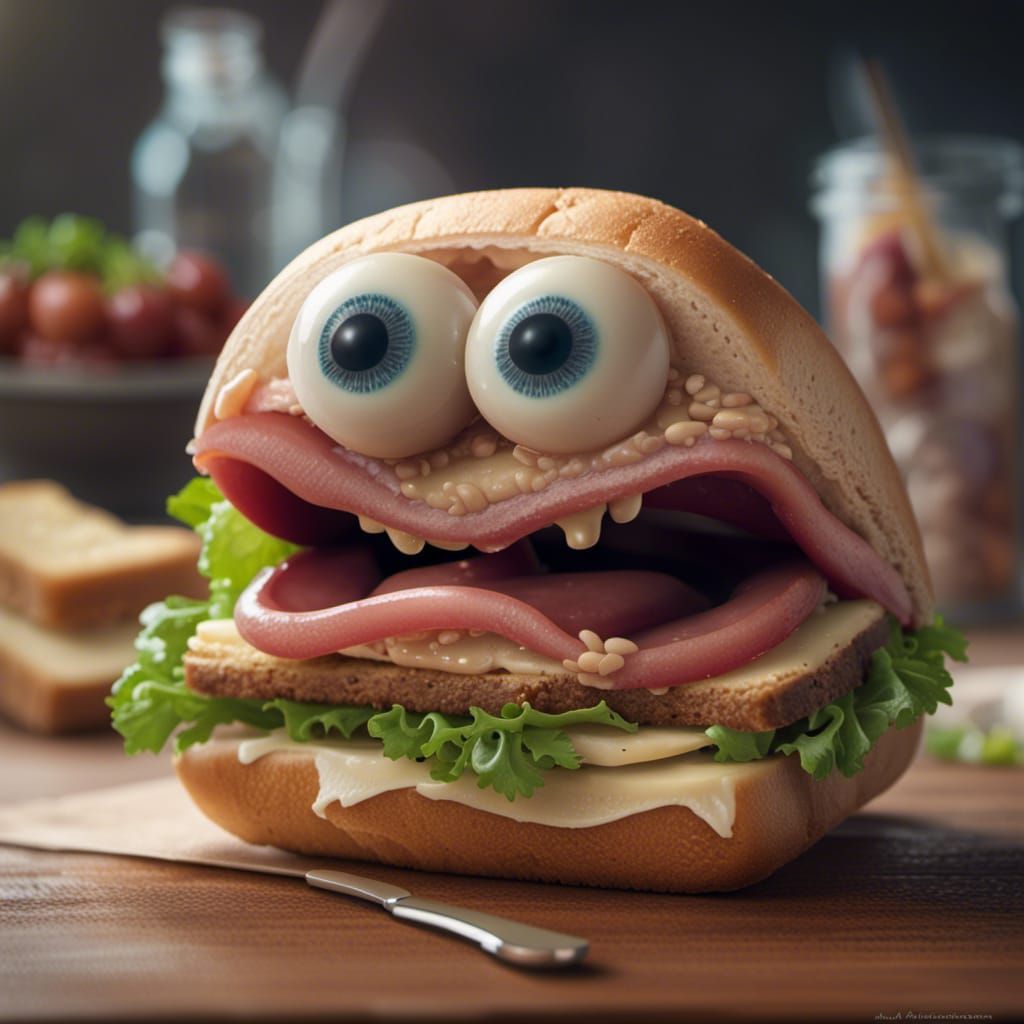 Hyperrealistic Sandwich with Human Features in 8k