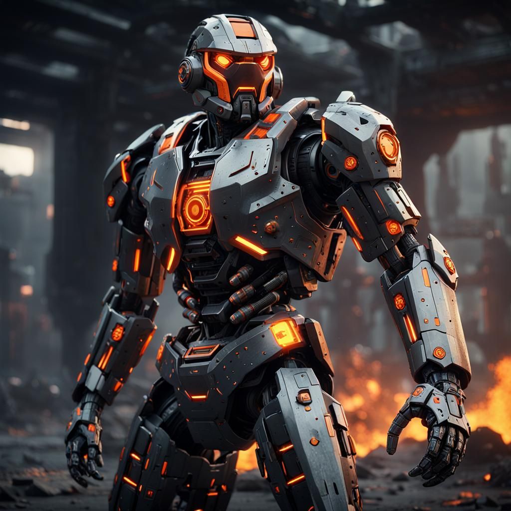 Charred Spartan Recruit in Sci-Fi Style