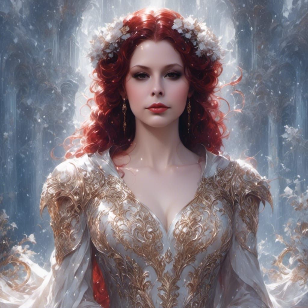 Detailed Rococo Portrait of a Red-Haired Dragonslayer