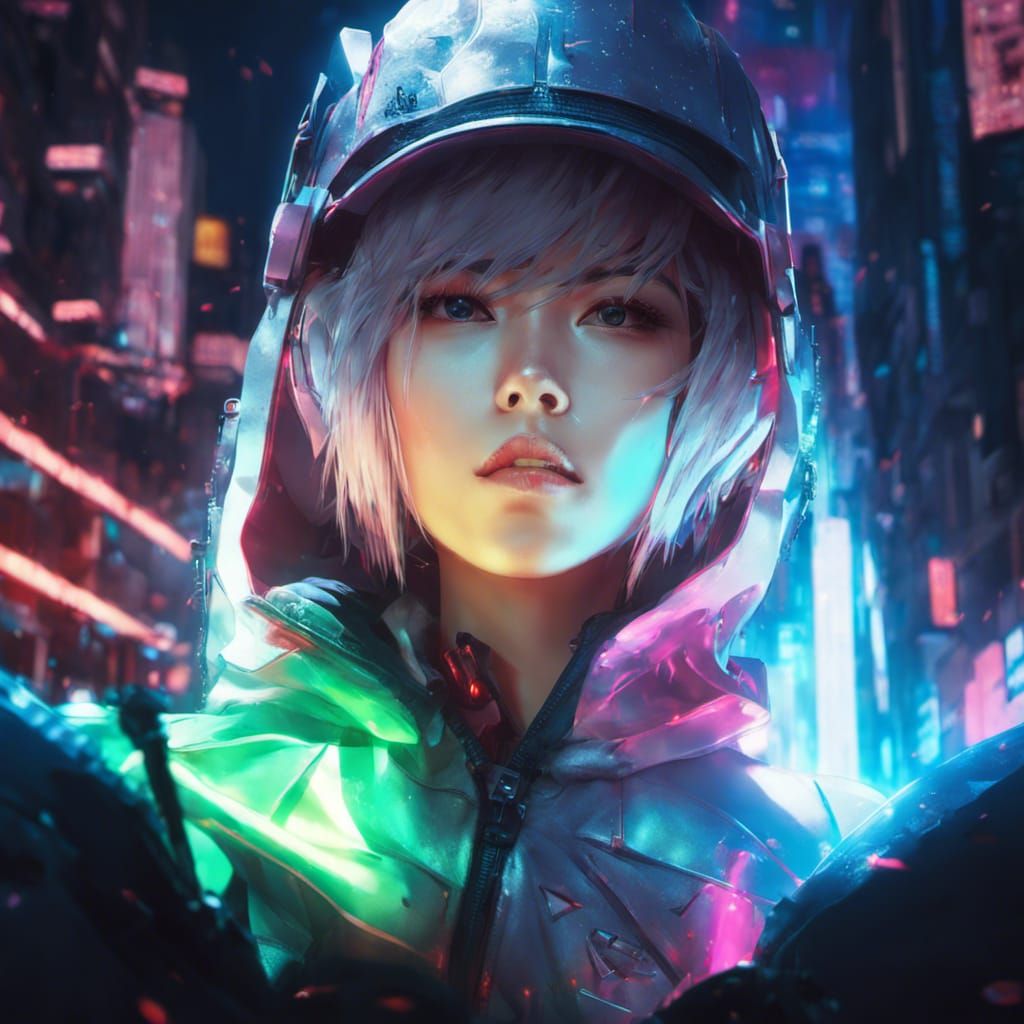 Cyberpunk Anime Still Life with Neon Lights