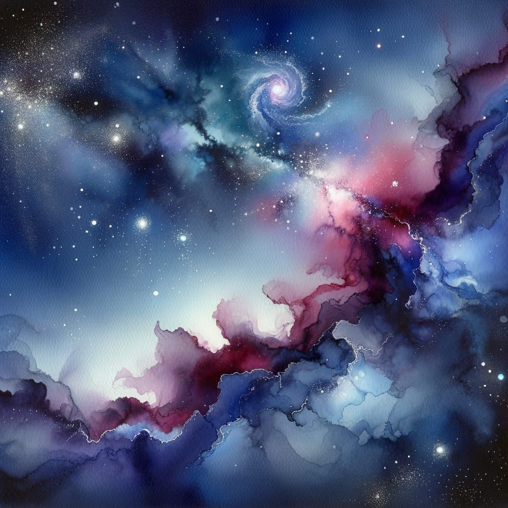 Cosmic Starscape in Watercolour Style