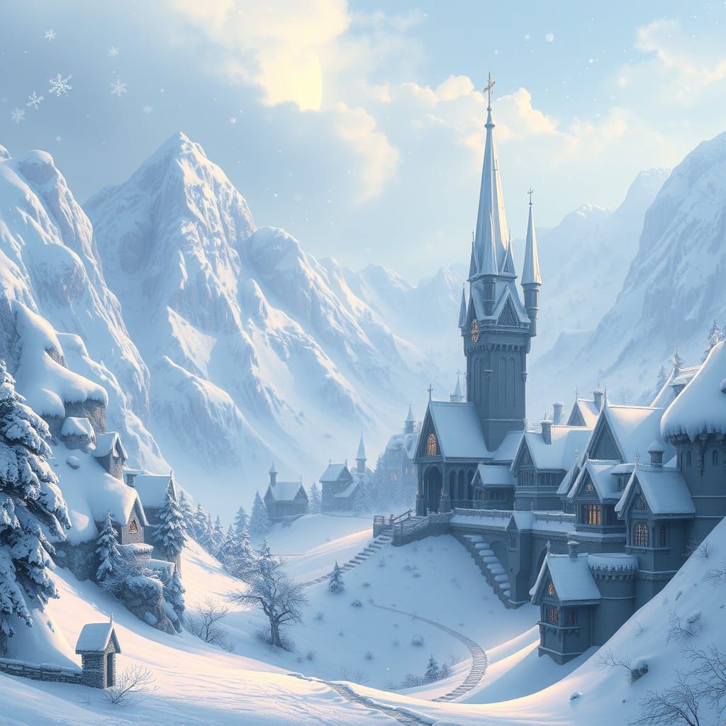 Winter Wonderland in Whimsical Fantasy Style
