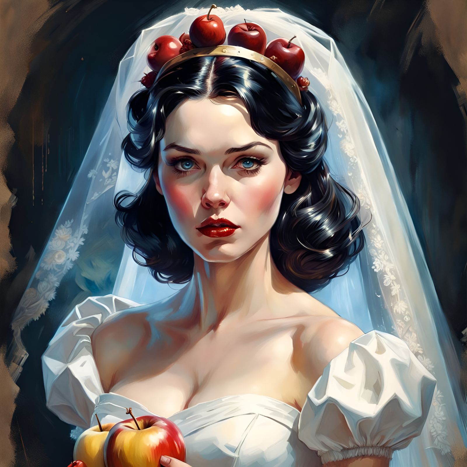 Snow White as Bride: Digital Illustration