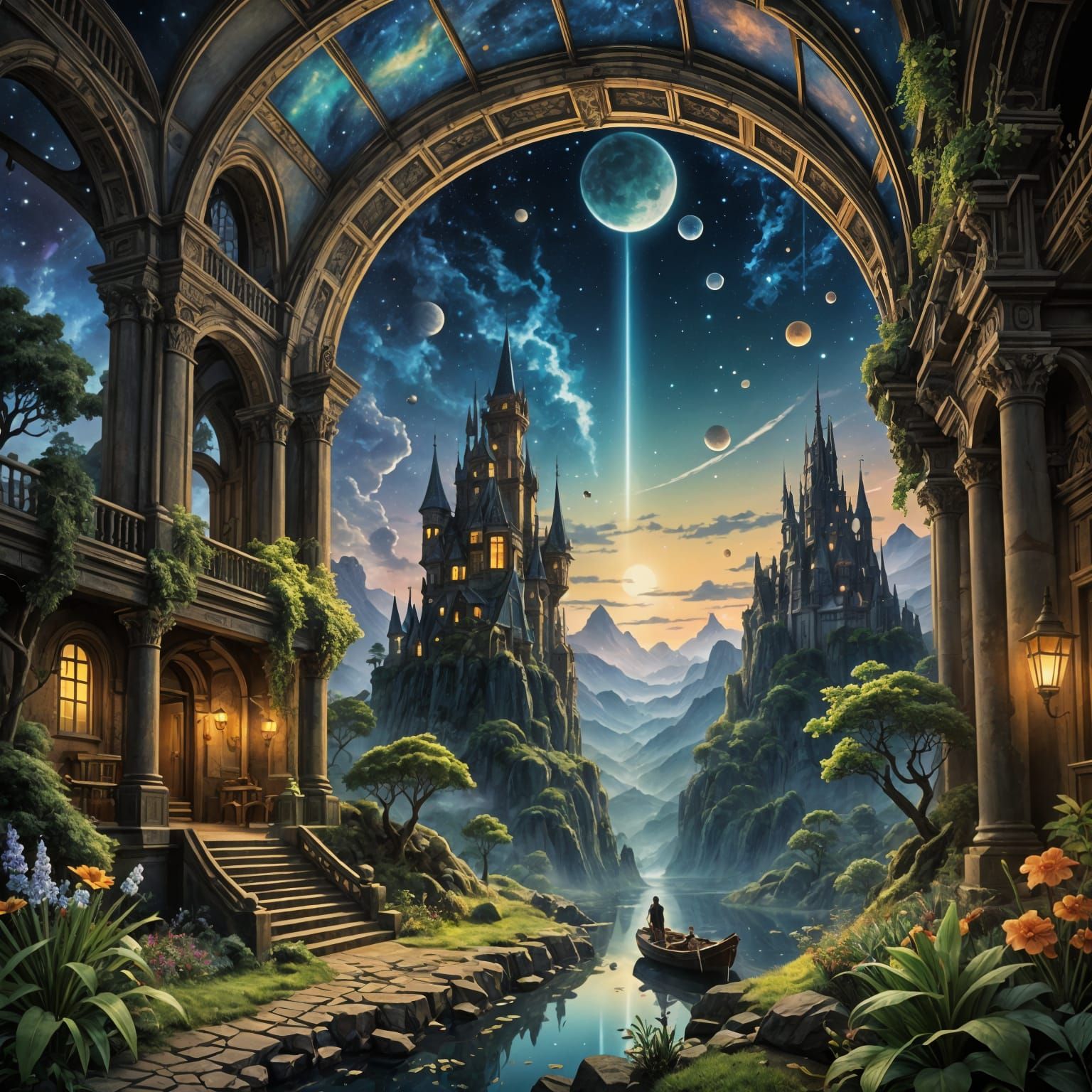 Lush Living Room with Sunlight in Anime Style