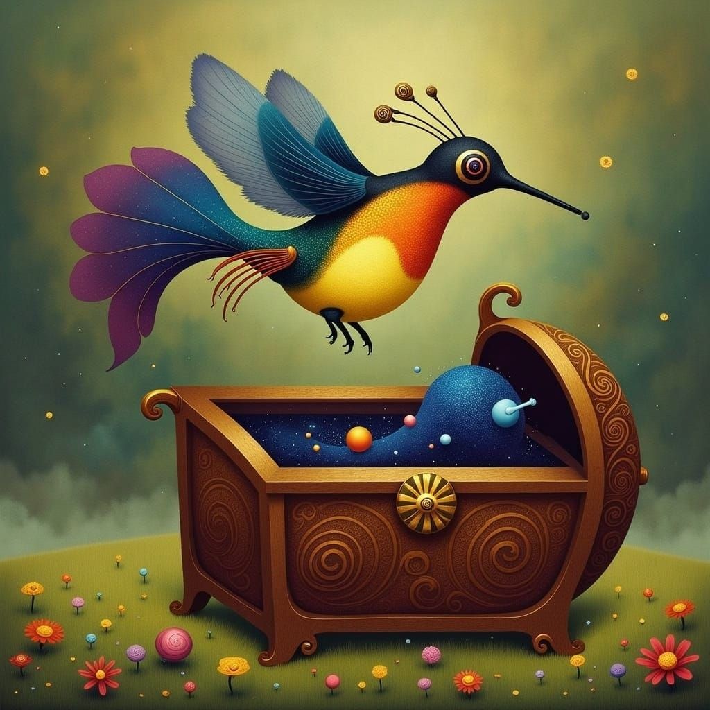 Mechanical Hummingbird Reveals Galaxy Treasure Chest