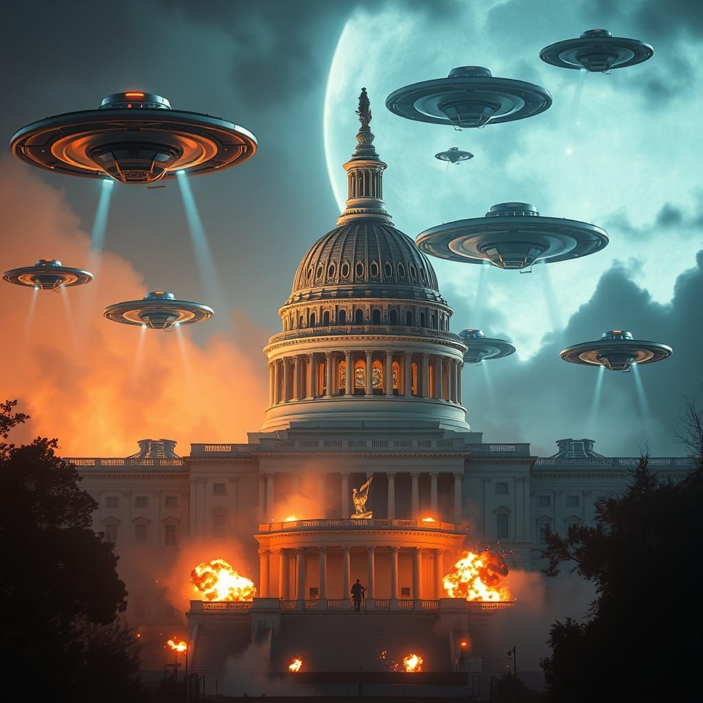 UFOs Descend Upon Washington D.C. in a Futuristic Showdown