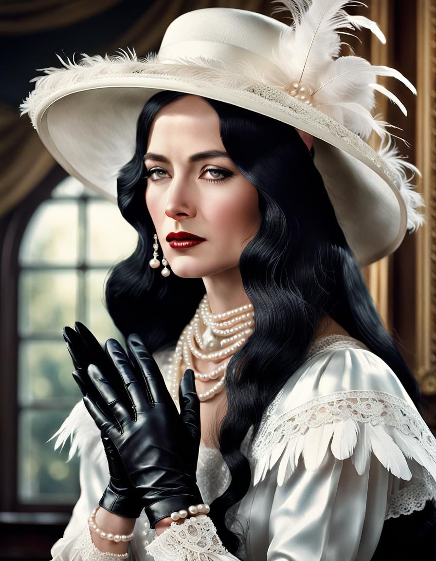 Elegant Woman in 1900s Fashion, Classic Hollywood Style