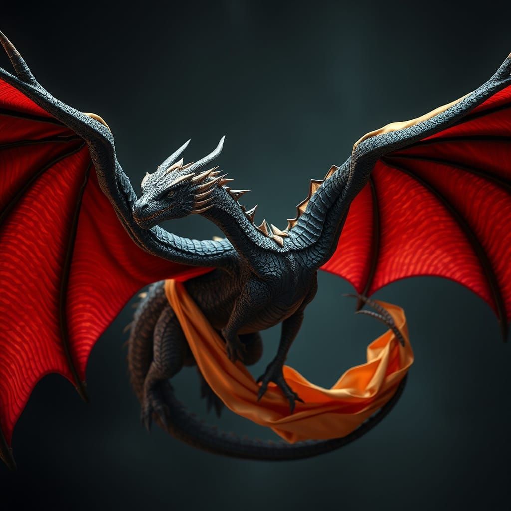 Majestic Silk-Winged Dragon in Rich Fantasy Landscape