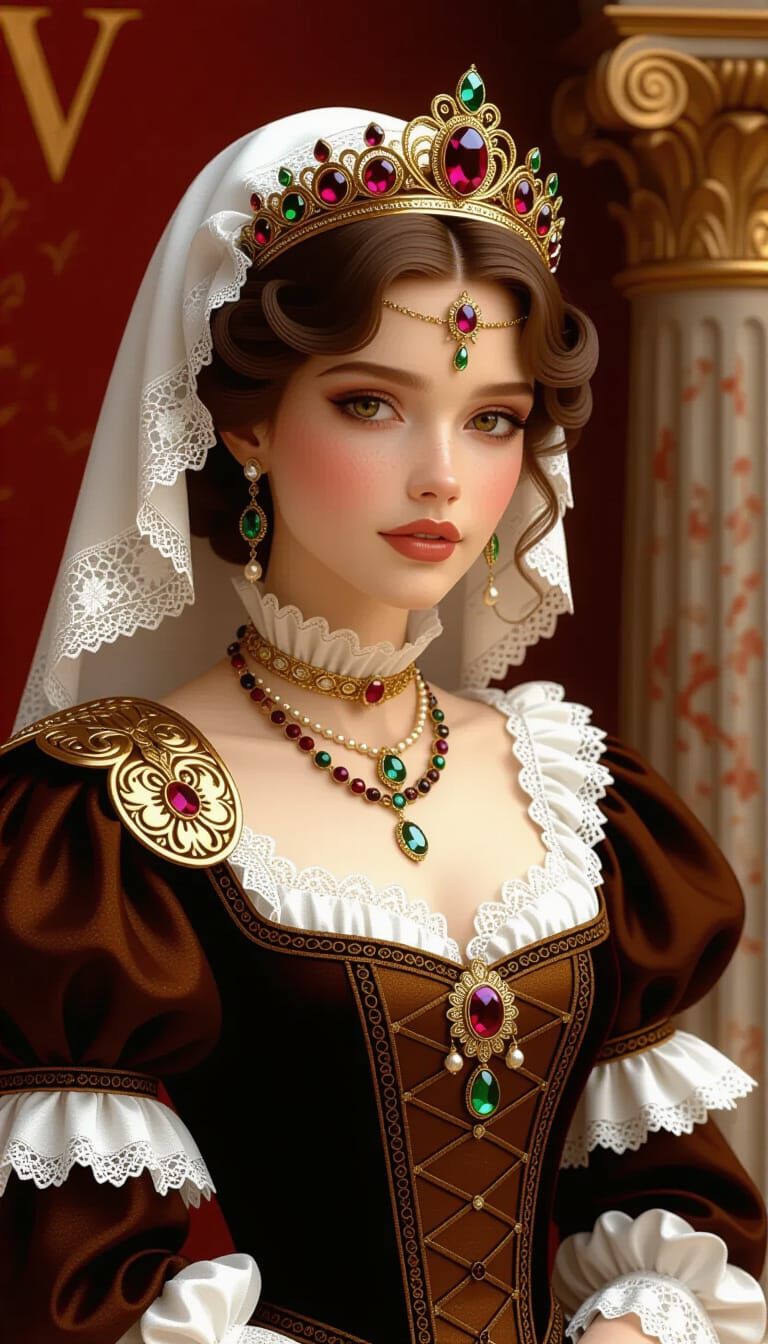 Regal Fantasy Lady in 3D Digital Art Style