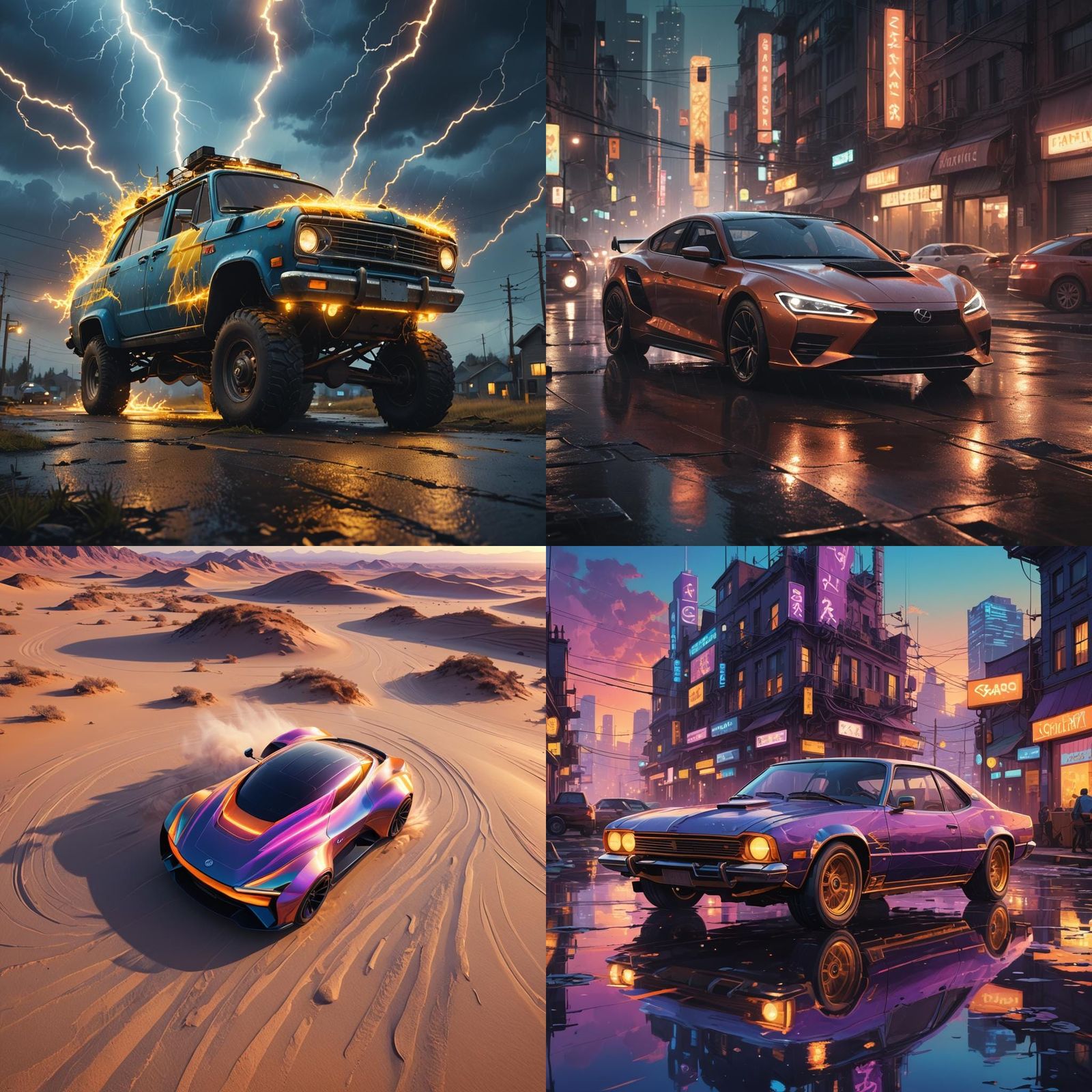 Solar Flare Car in Detailed Matte Painting