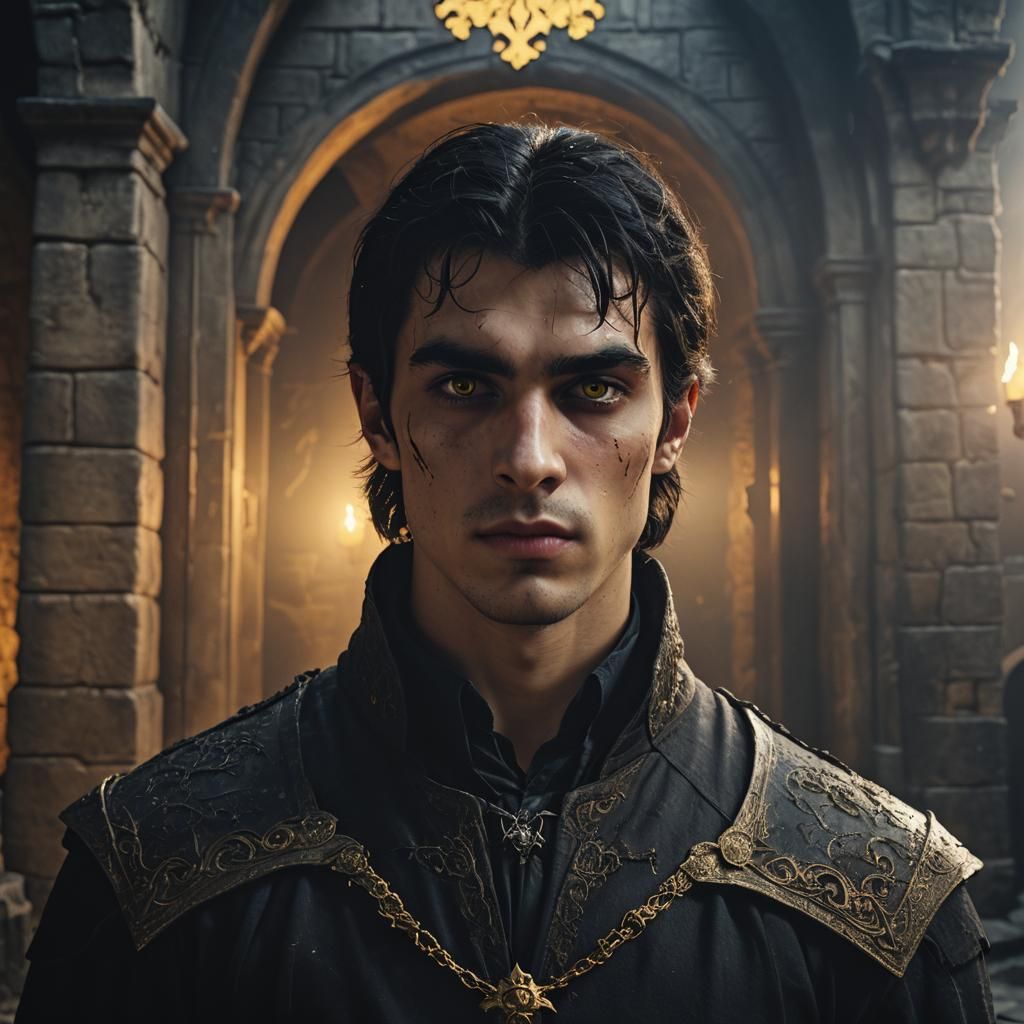 Vampire Portrait with Ethereal Moonlight in Dark Fantasy Sty...