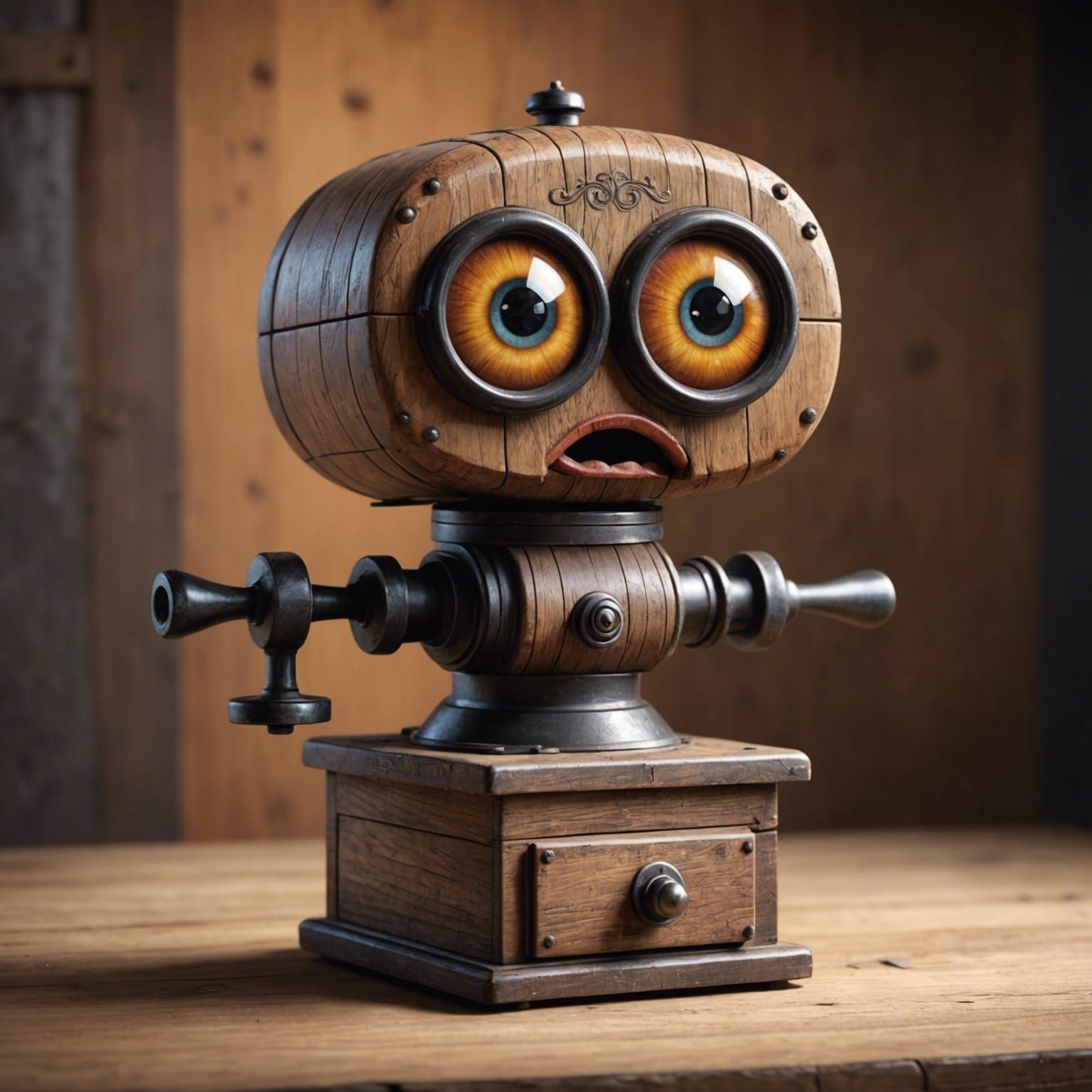 Funny Wood Grinder with Big Eyes: 3D Cartoon Art