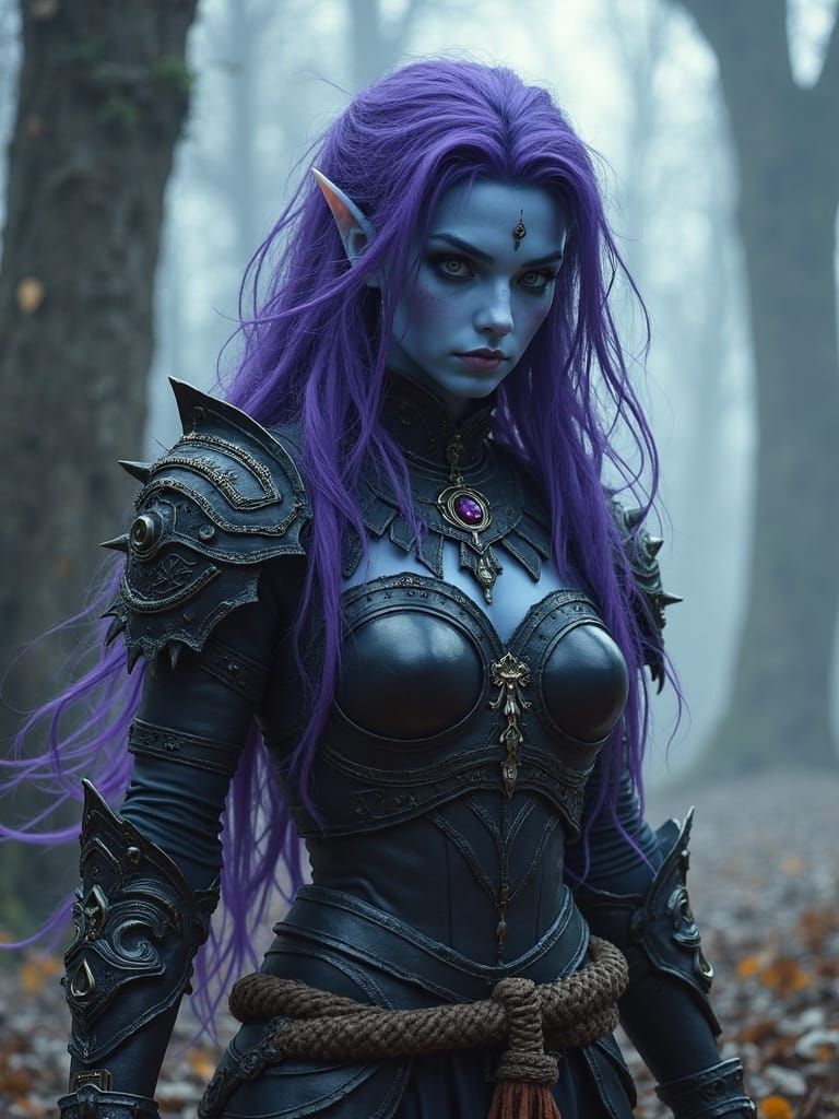 Epic Fantasy Elf Berserker in Black Armor