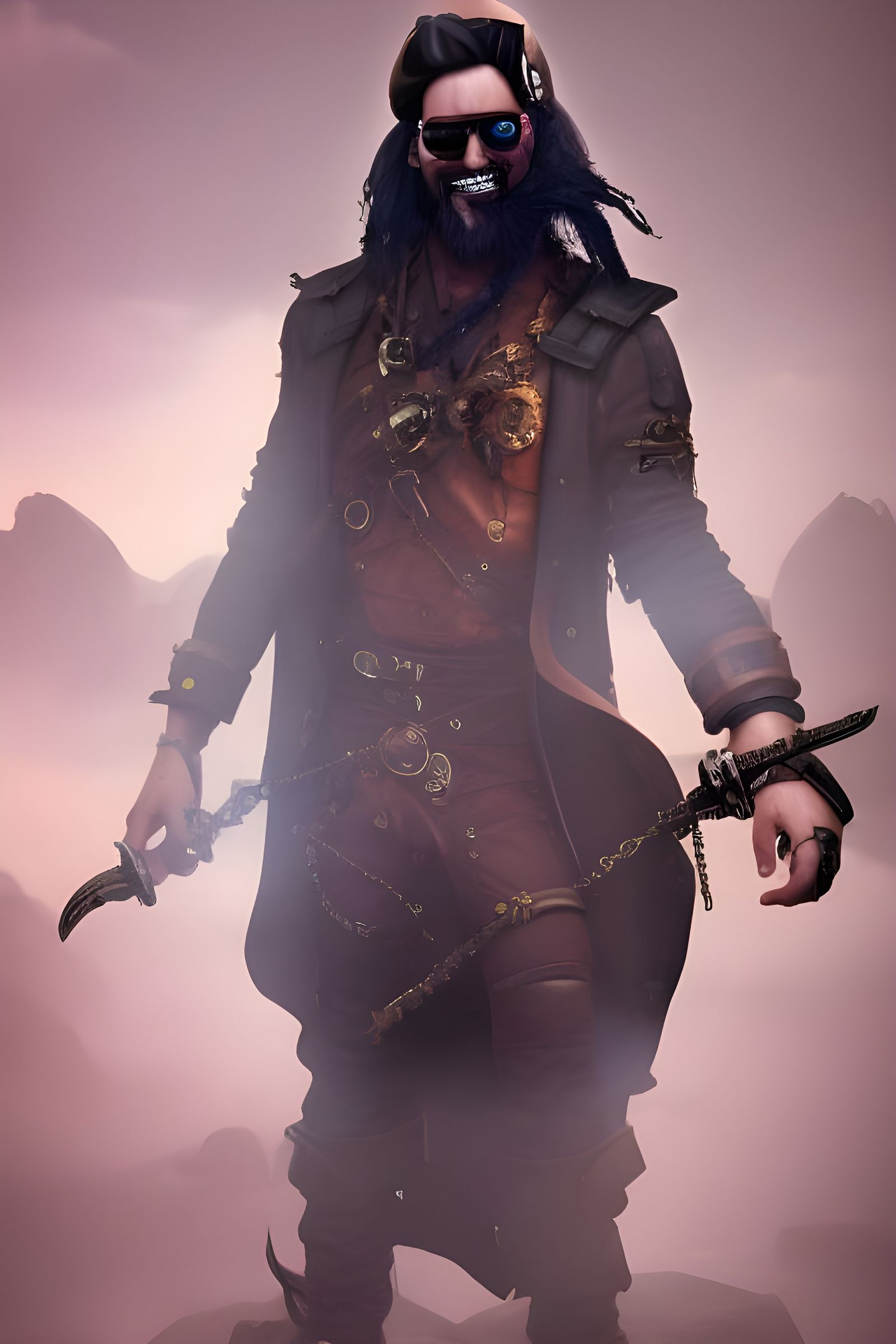 Steampunk Pirate Captain Character Concept Art