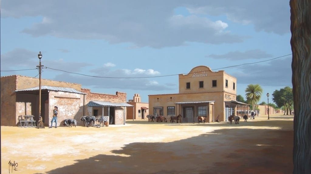 Mexican Outlaws in Western Town, Rugged Realism