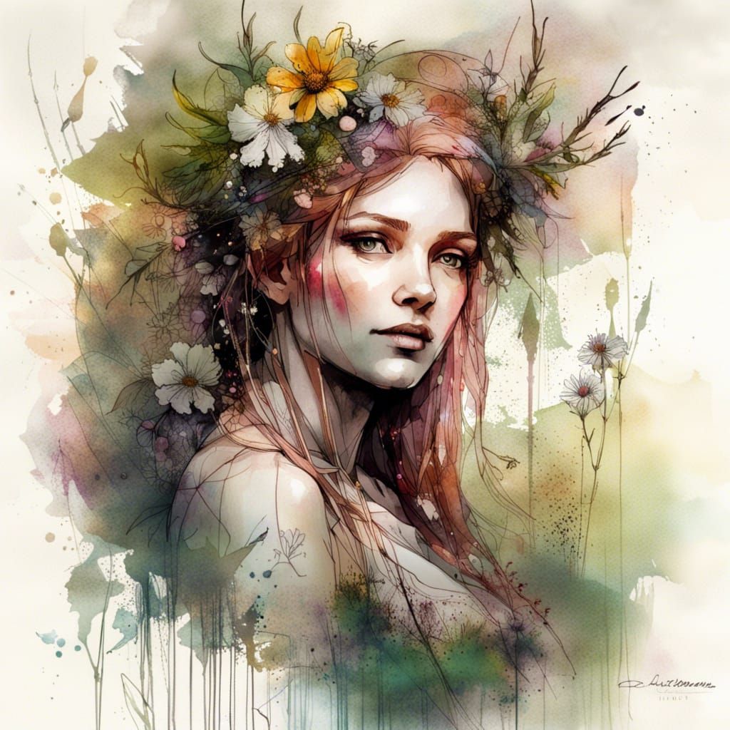 Queen Titania in Spring Garden, Hyperdetailed Art