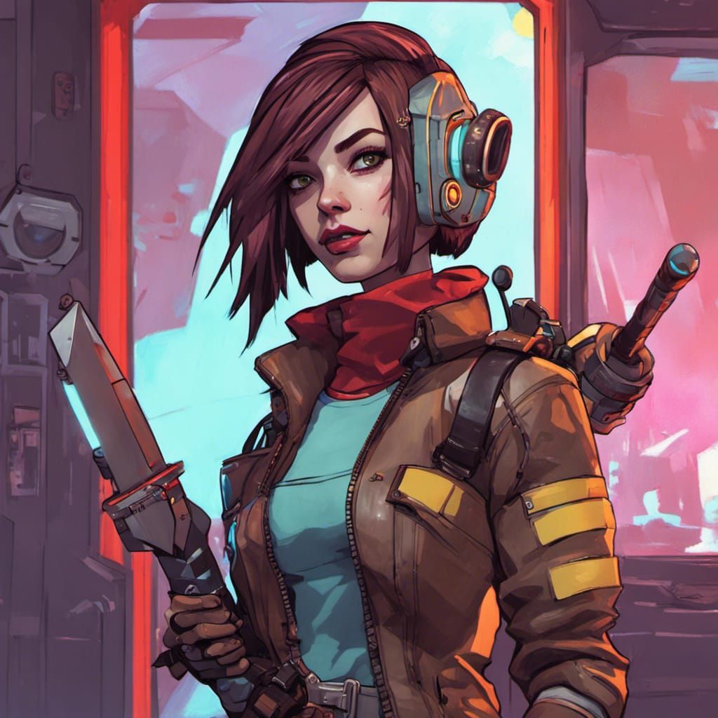 Borderlands Style Warrior in Spaceship Interior