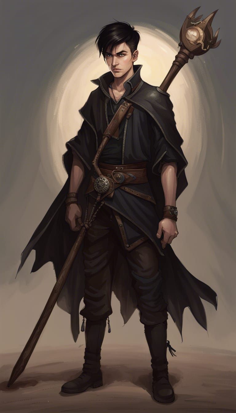 Dark Fantasy Ranger Portrait with Mage Staff