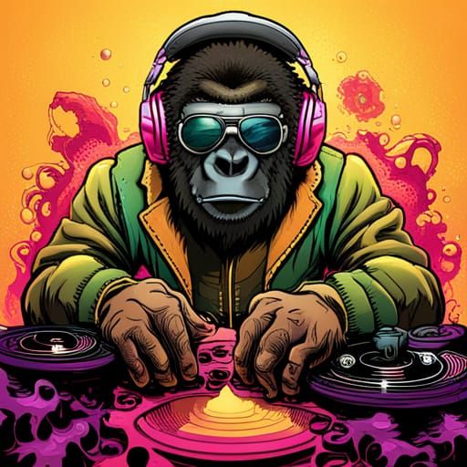 Gorilla DJ in Splash Pop Ink Style