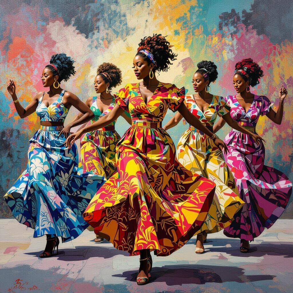 African-American Women Dancing in Street Art Mural