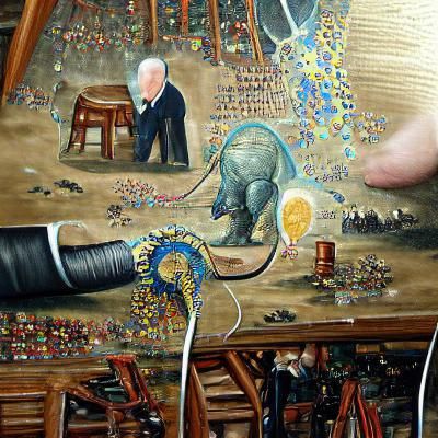 Thomas Edison and Topsy Elephant: Detailed Painting