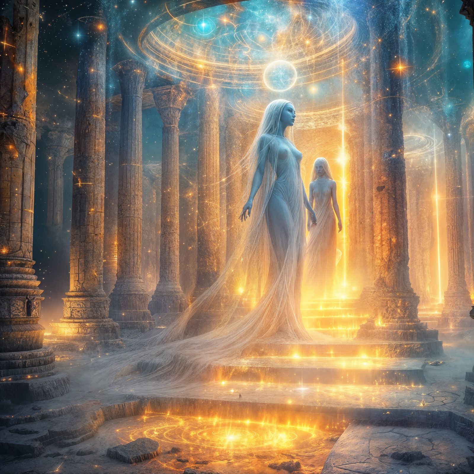 Ethereal Interstellar Beings in Sunken Atlantis