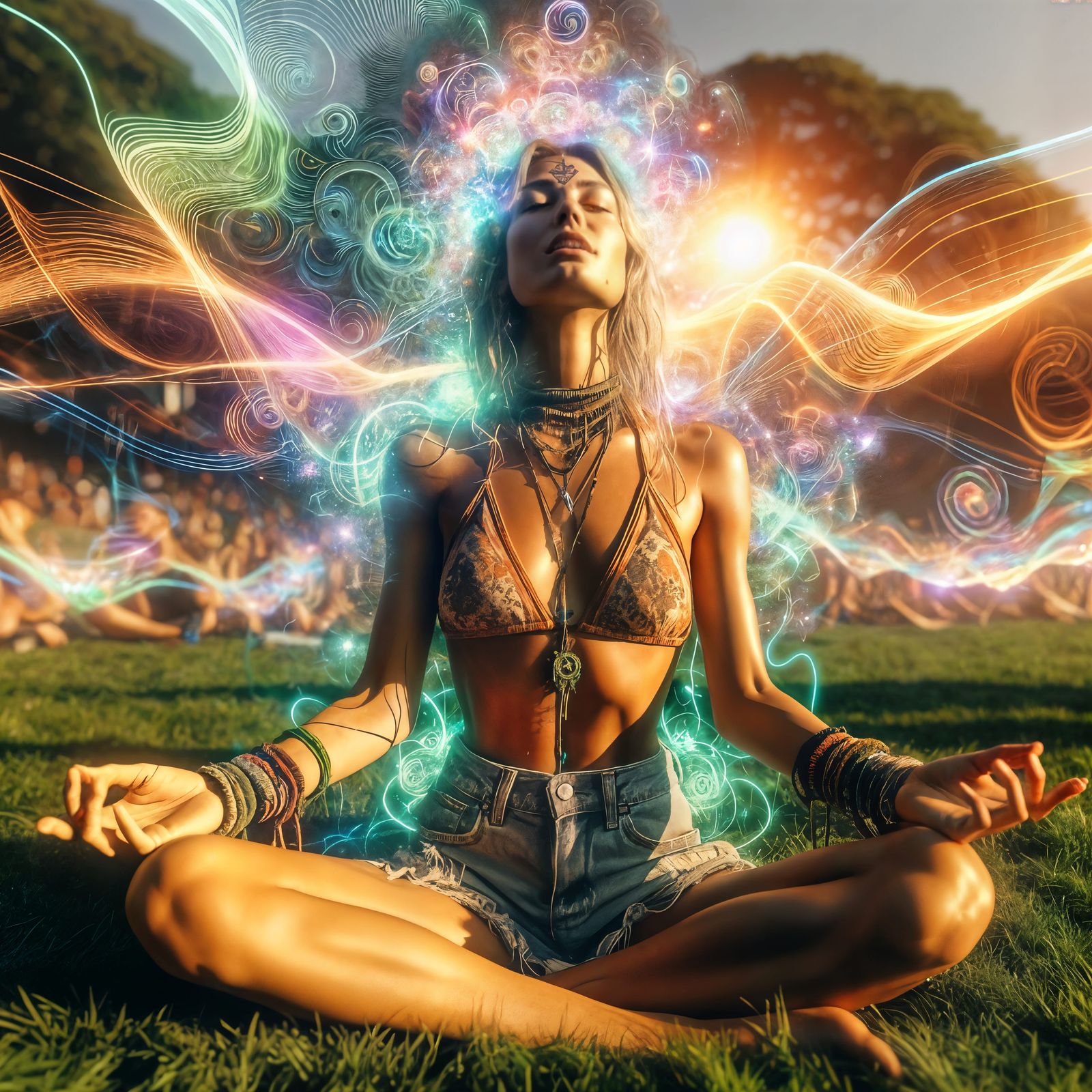 Woman's Synesthesia Experience at a Music Festival