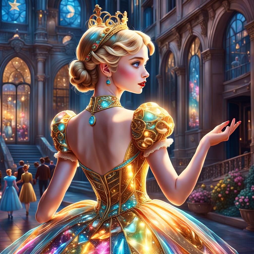 Cinderella in Glass Dress, Hyperrealistic Candy Art