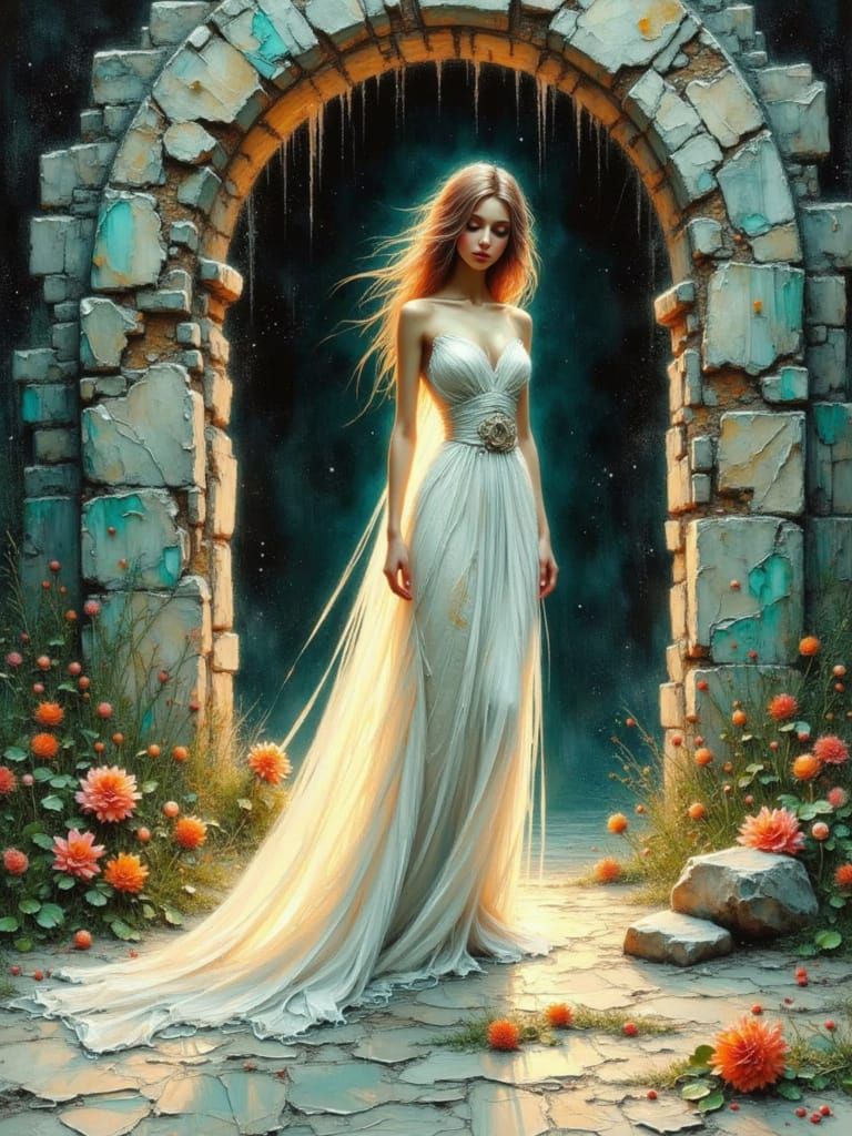 Serene Easter Tomb Scene in Dreamy, Ethereal Style