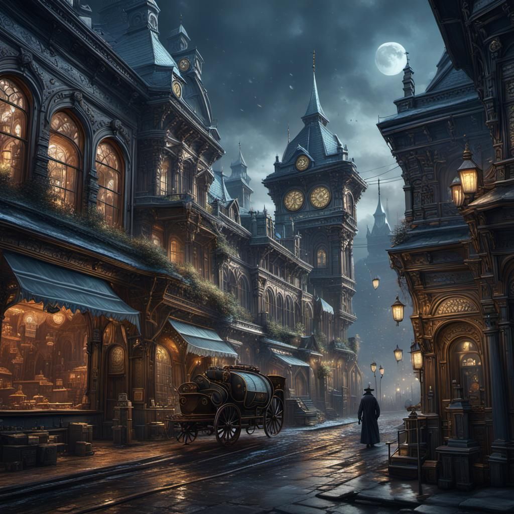 Mammoth Roams Victorian City in Detailed Matte Painting