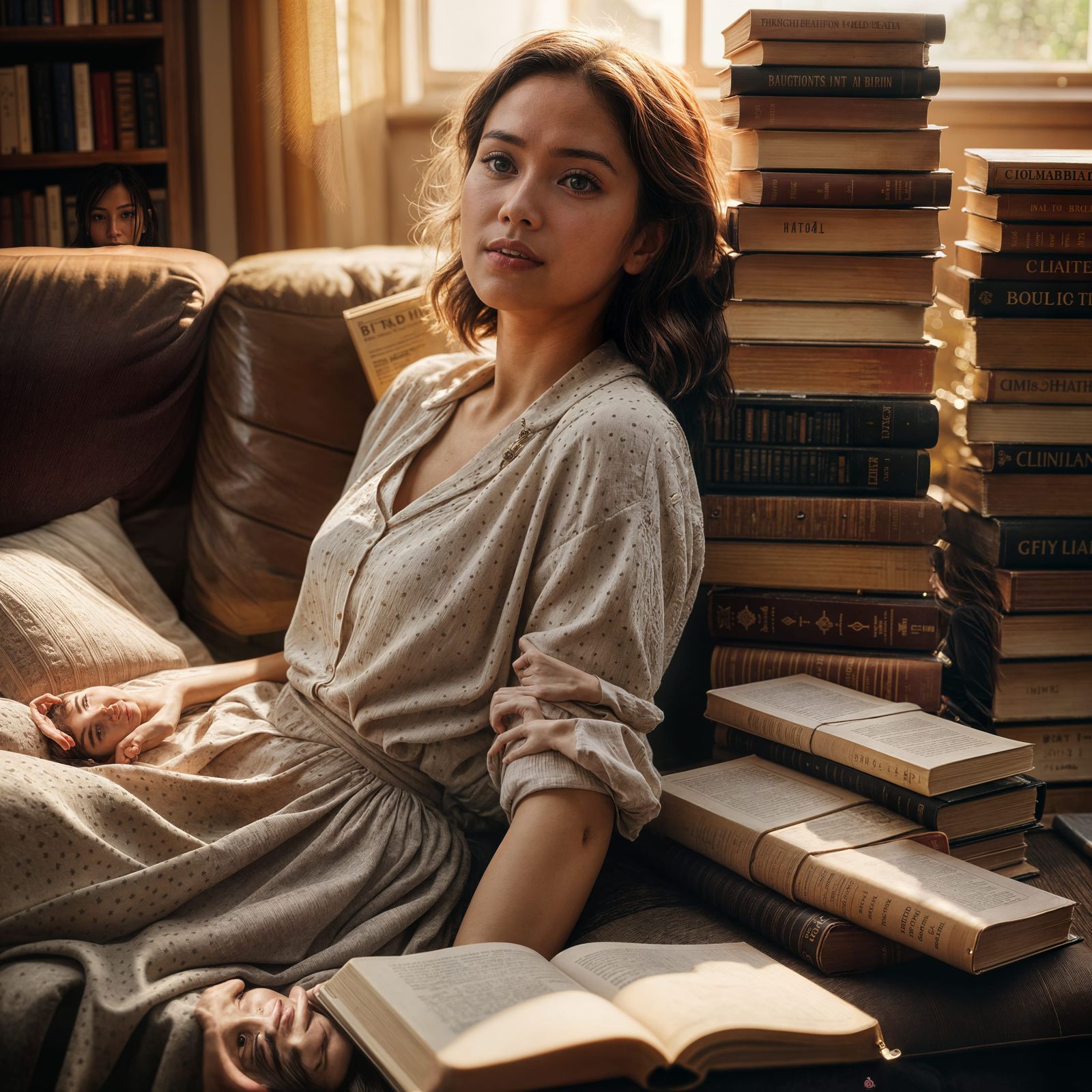 Cinematic Portrait of Beautiful Woman Reading