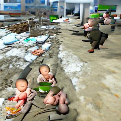 North Korean Office with Starving Babies in Unreal Engine