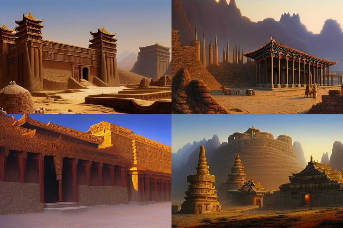 Fantasy Fortress-Monastery in Barren Wasteland