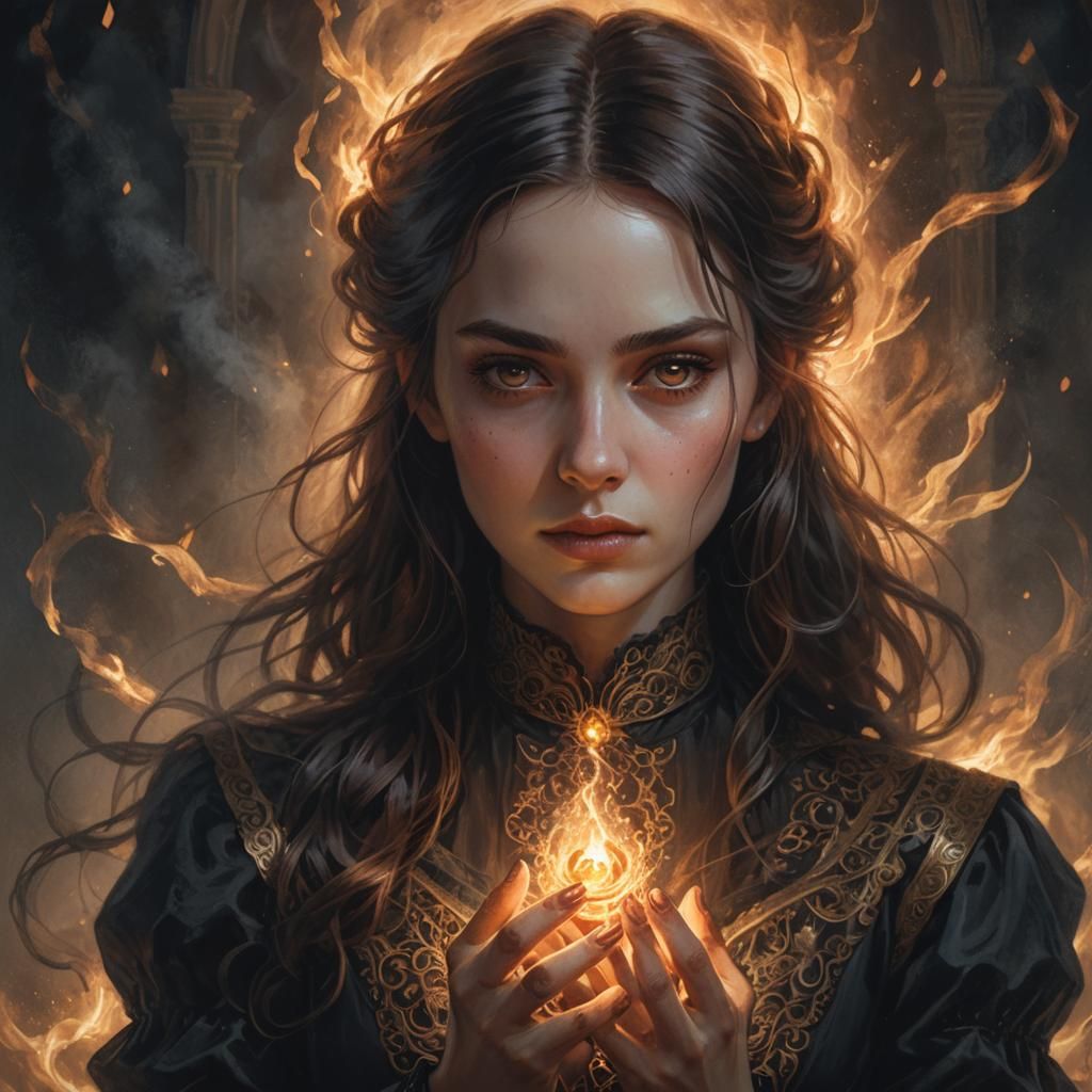 Ember of Hope: Dark Fantasy Portrait
