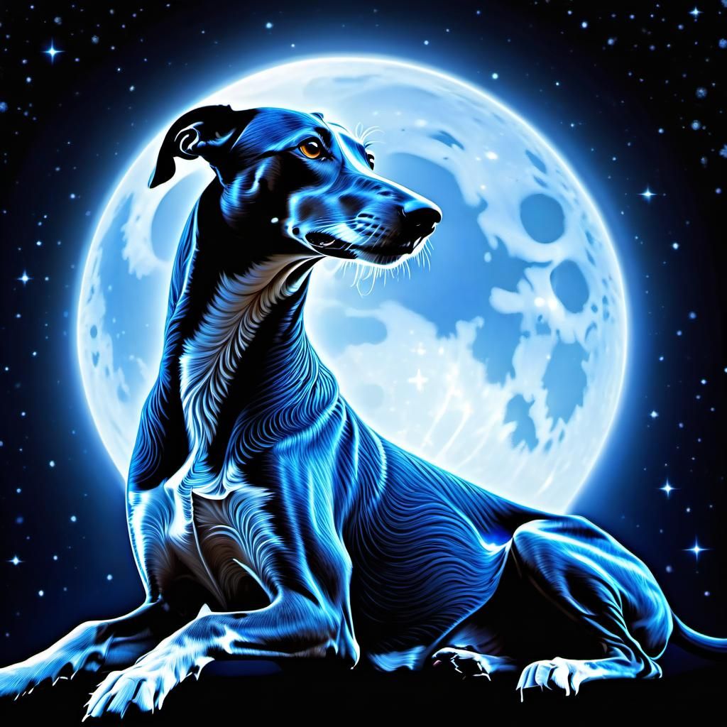 Soulful Greyhound Dog in X-Ray Art Style