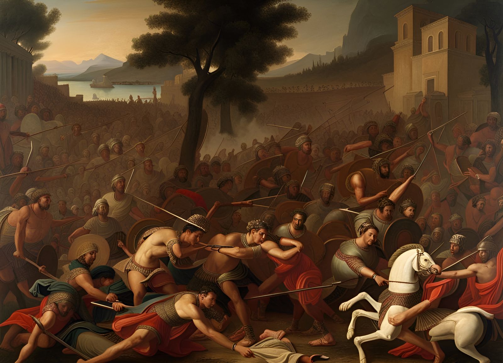 Battle of Marathon: Ancient Greek Oil Painting