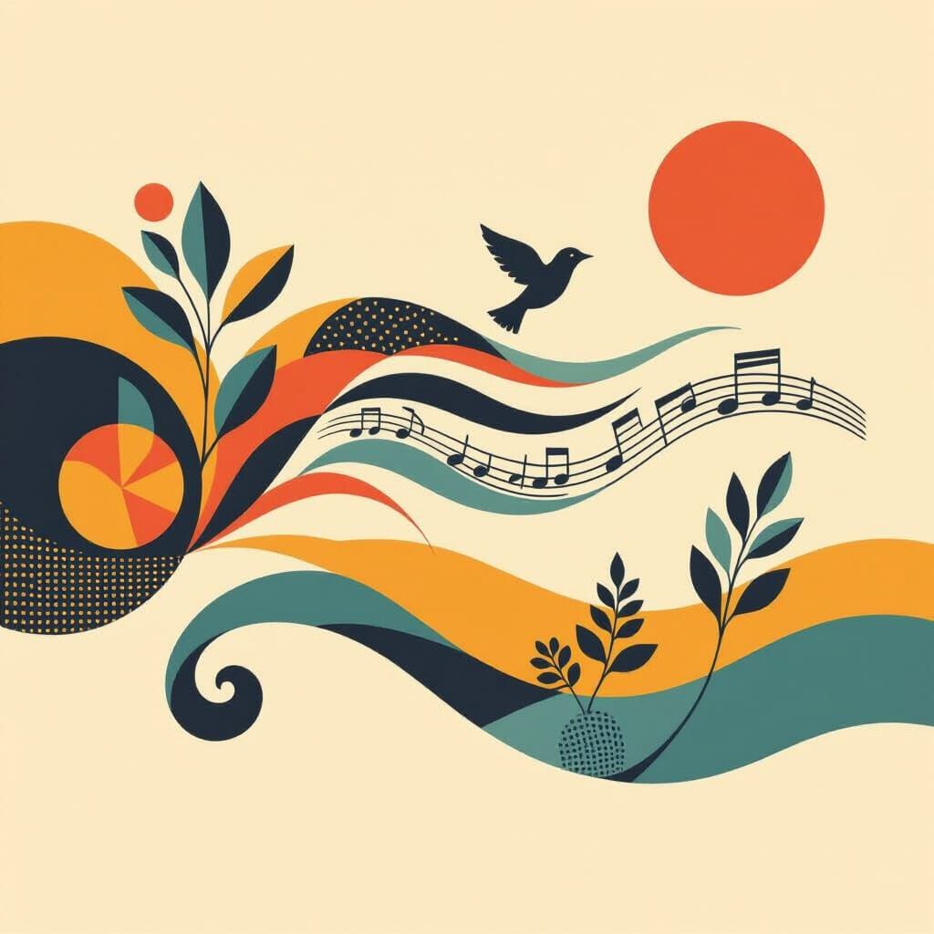 Minimalist Abstract Wind Representation as Monoprint