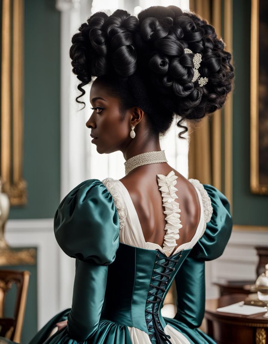 Regency-Era Girl in Silk Dress, Back View