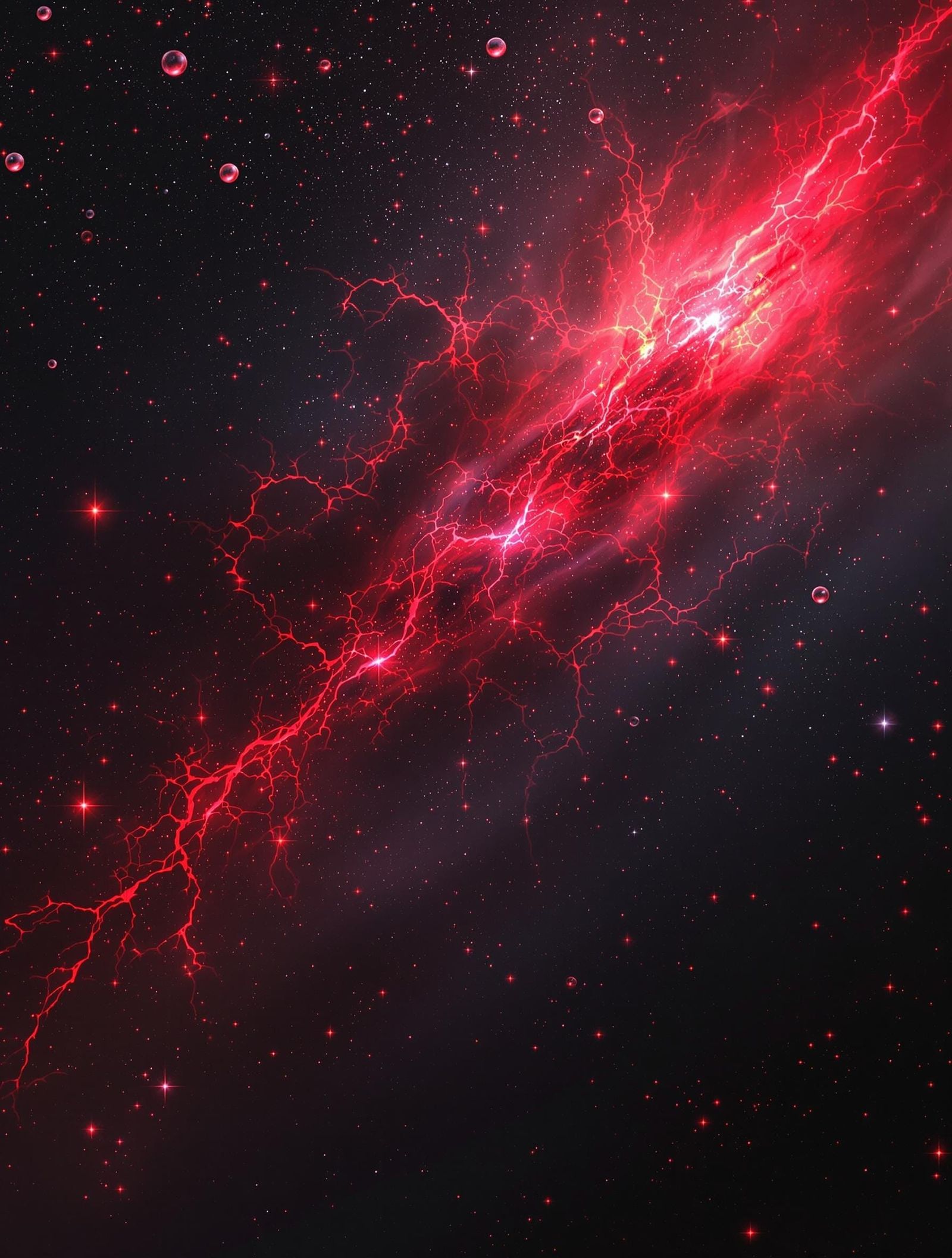 Crimson Cosmic Dreamscape in Darkened Glass