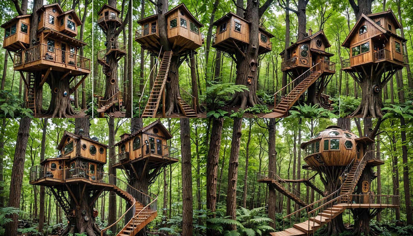 Steampunk Treehouse in Lush Forest with Healing Pods
