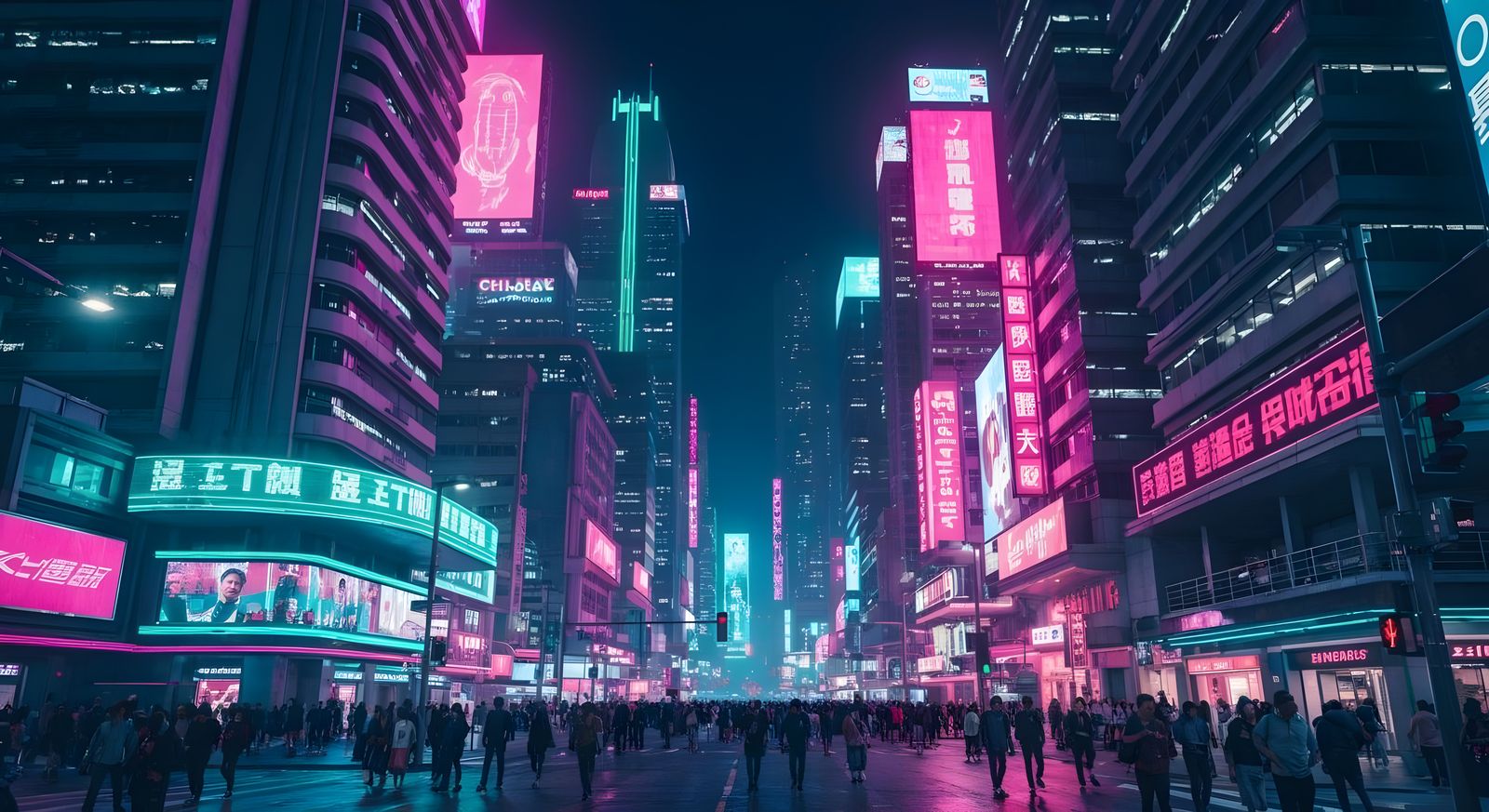 Epic Neon Cityscape at Night