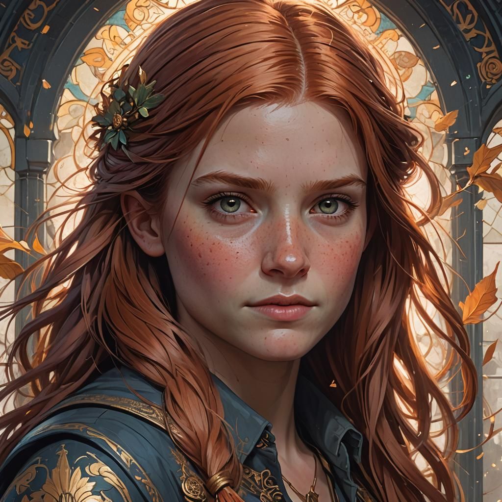 Ginny Weasley Portrait in Art Nouveau Style