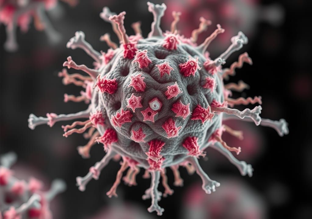 Detailed Colorized SEM Image of Microphage Spores